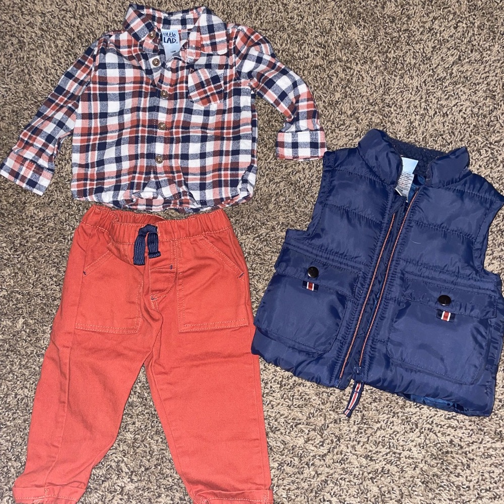 Kids Plaid and Navy Vest Matching Set